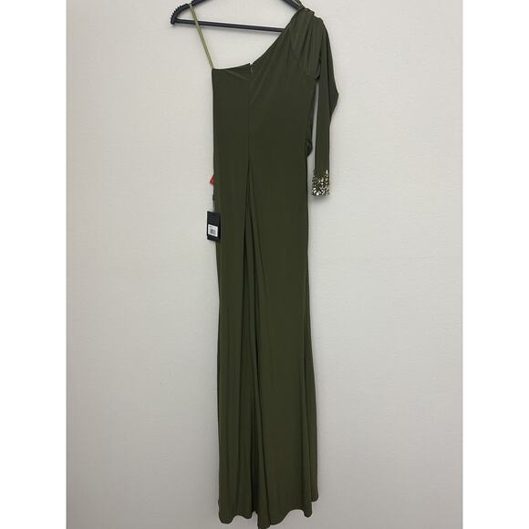 NWT Ieena For Mac Duggal Green One-Shoulder Draped Evening Gown Size 0 - Picture 9 of 9